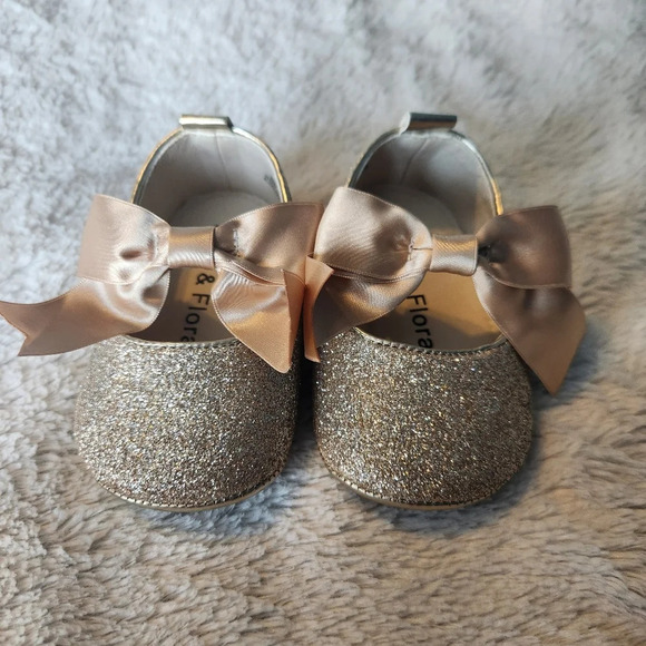 Felix & Flora Sparkle Gold Shoes - Picture 1 of 10